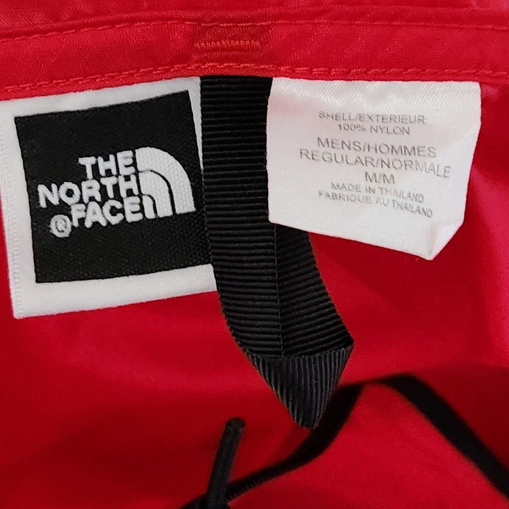 The North Face Rain Jacket‎ Mens Medium Red Full Zip Hooded Windbreaker Packable